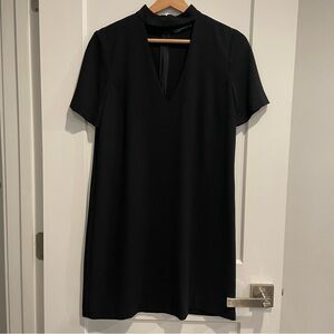 Zara Black Short-Sleeve V-Notch Mini Dress